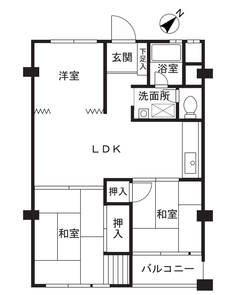 篠原コーポラスD棟の間取り