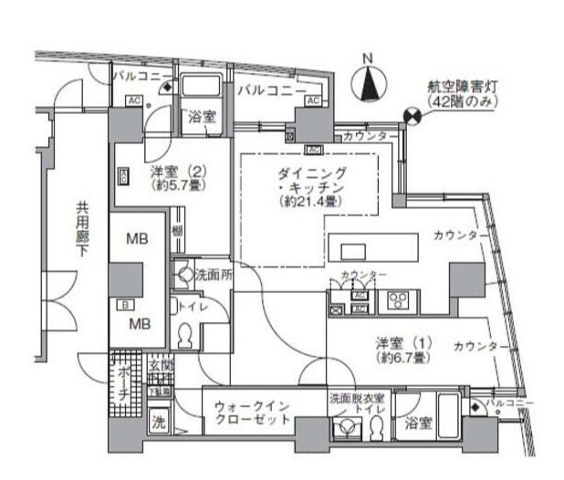 【港区海岸のマンションの間取り】