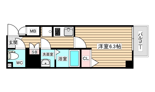 大阪市西淀川区野里のマンションの間取り