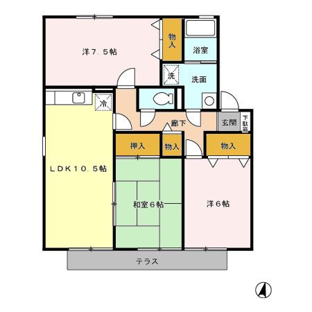 ロイヤルステージタウン鳥栖　C棟の間取り