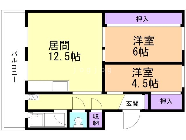 岩見沢市東町一条のマンションの間取り