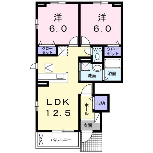 熊本市南区孫代町のアパートの間取り