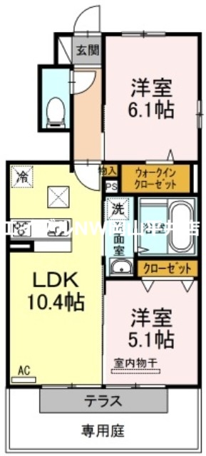 赤磐市河本のアパートの間取り