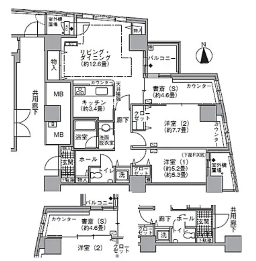 港区海岸のマンションの間取り