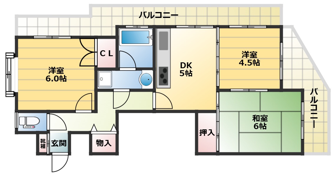 神戸市中央区中山手通のマンションの間取り