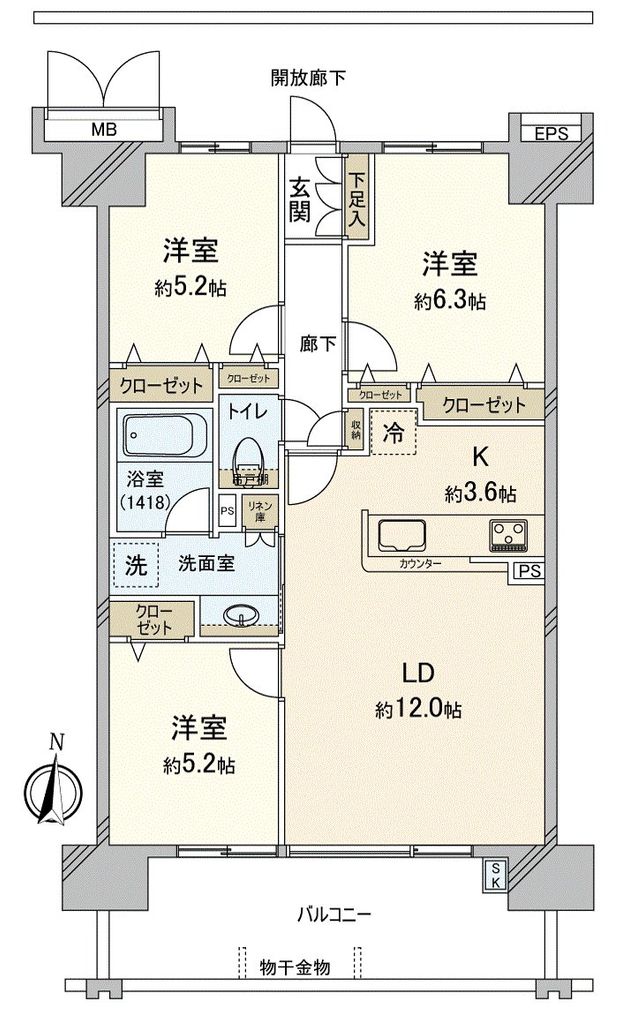 ポレスター倉敷駅前プレミアムレジデンスの間取り