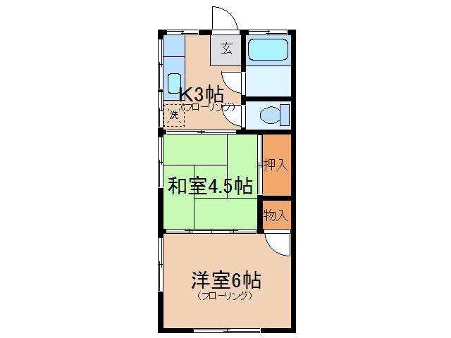 横浜市神奈川区栗田谷のアパートの間取り