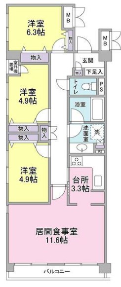 足立区日ノ出町のマンションの間取り