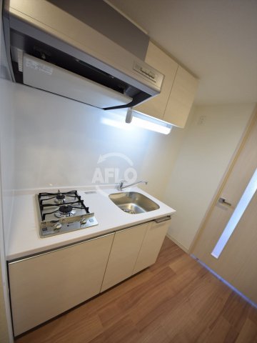 キッチン　プレサンス谷町七丁目II　2口ガスシステムキッチン