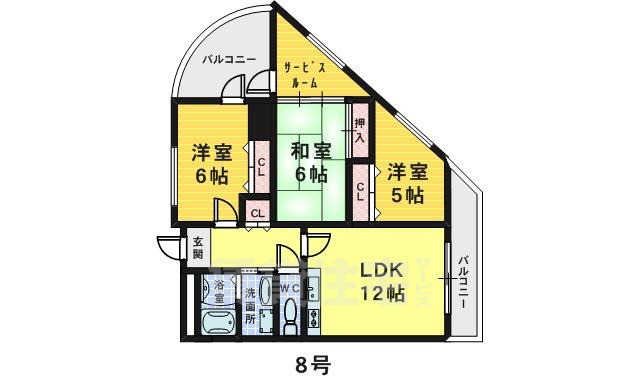 三国ヶ丘セレニテの間取り写真