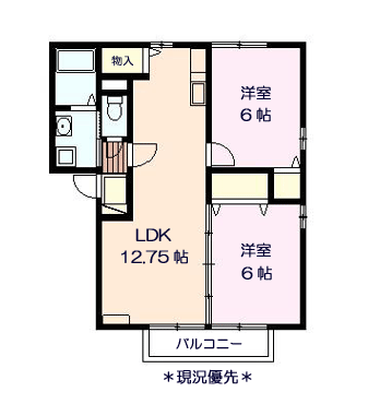 長野市稲里町中央のアパートの間取り