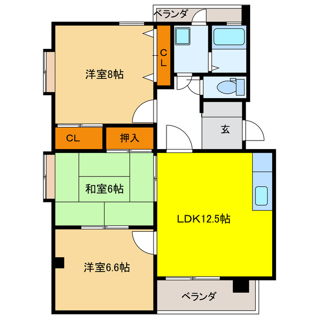 岐阜市忠節町のマンションの間取り