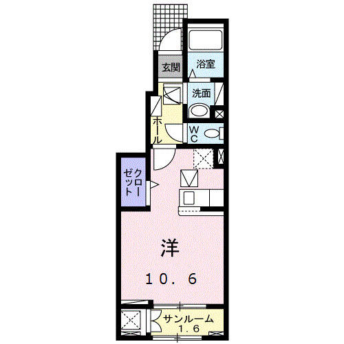 【下関市宝町のアパートの間取り】