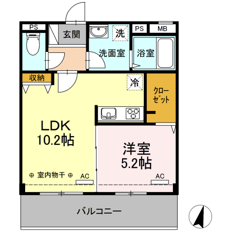 中巨摩郡昭和町西条のアパートの間取り