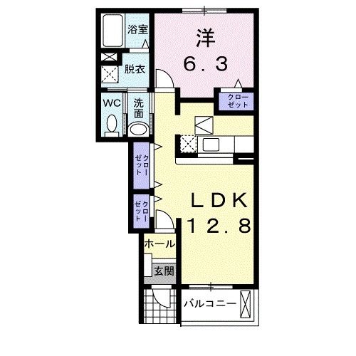 【岡山市北区門前のアパートの間取り】