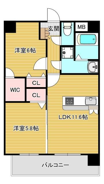 北九州市八幡西区陣原のマンションの間取り