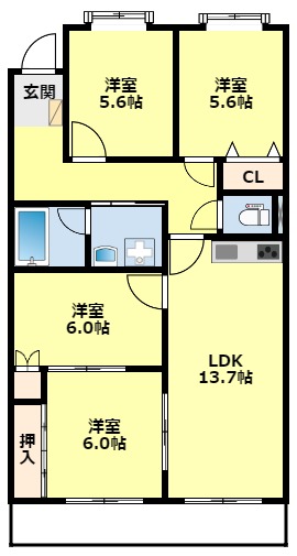 【豊田市曙町のマンションの間取り】