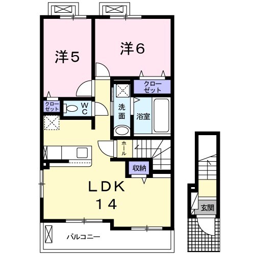 【ひたちなか市大字足崎のアパートの間取り】