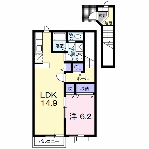 【中間市朝霧のアパートの間取り】