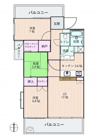 両備グレースマンション岡山駅南の間取り