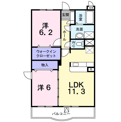 【ハイマウントII　Ｂの間取り】