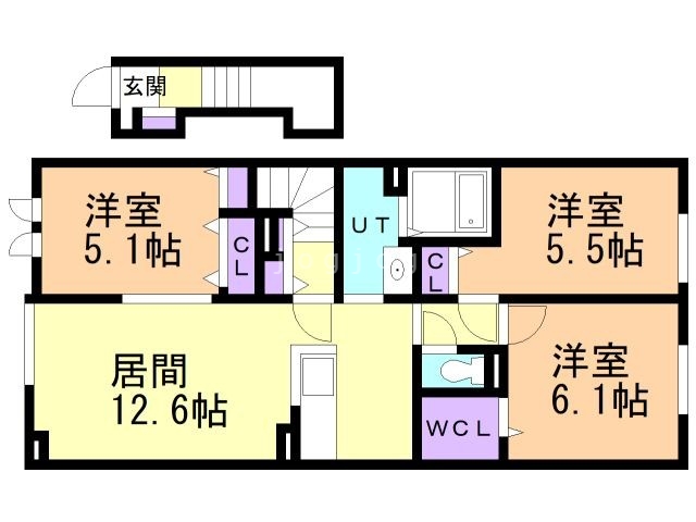 名寄市西十一条南のアパートの間取り