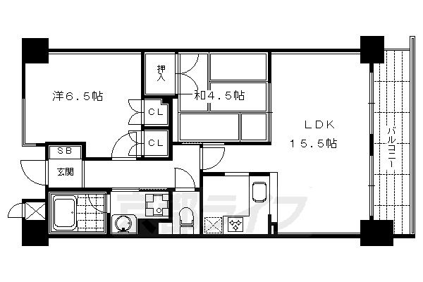 京都市東山区大黒町のマンションの間取り