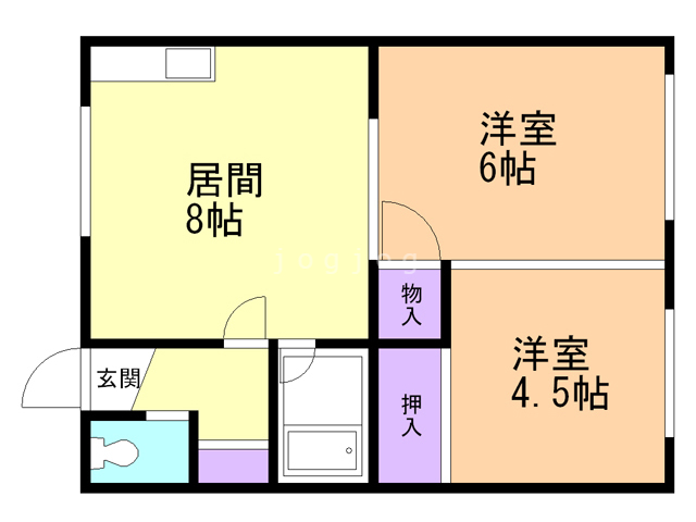 北広島市稲穂町西のアパートの間取り