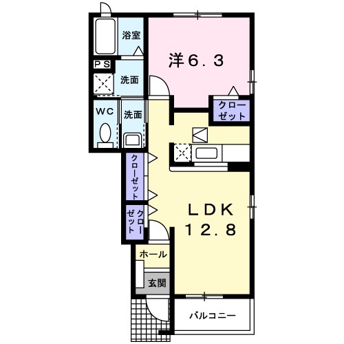 上田市上田のアパートの間取り