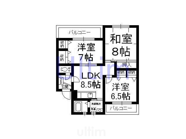 カーサＮＡＫＡＭＵＲＡ２の間取り