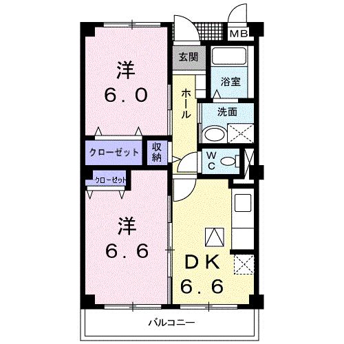 尾道市西則末町のマンションの間取り