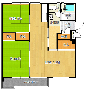 花山東団地13-404の間取り