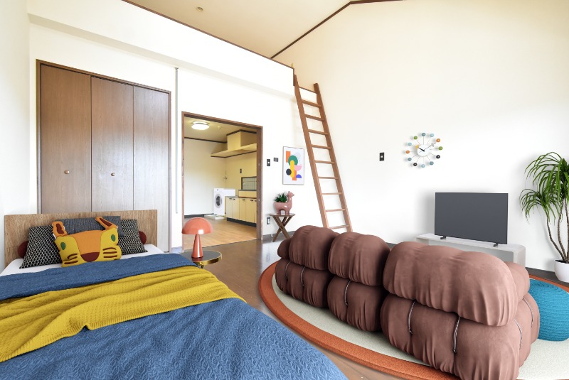 居室・リビング　家具家電はＣＧ加工です。物件に付帯するものではありません