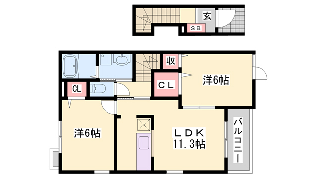 ＪＲ山陽本線 西明石駅 徒歩18分 2階建 築14年の間取り写真