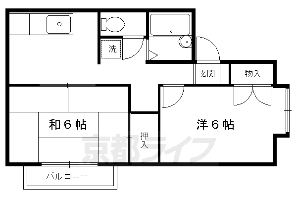 京都市左京区静市市原町のアパートの間取り