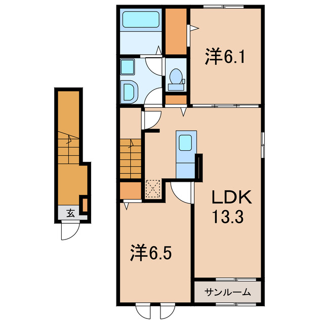 大沼郡会津美里町字新町のアパートの間取り