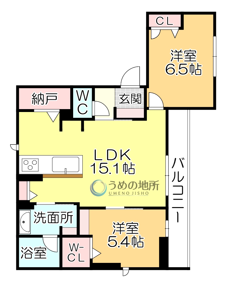 【モンレーヴ本町Aの間取り】