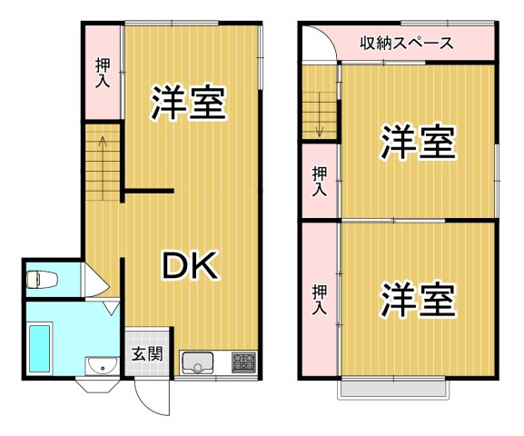 宝塚市山本西１丁目貸家の間取り