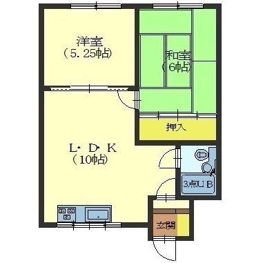 函館市住吉町のアパートの間取り