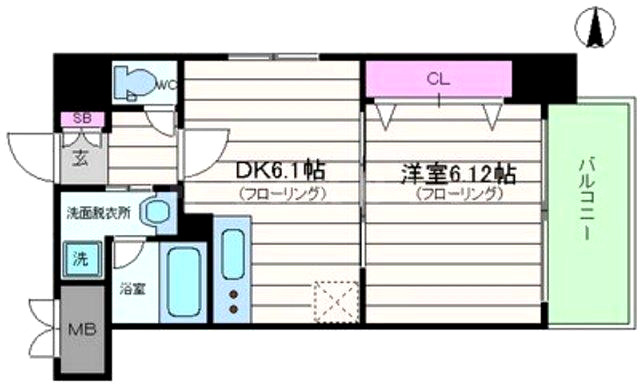 大阪市浪速区塩草のマンションの間取り