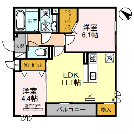 泉大津市上之町のアパートの間取り