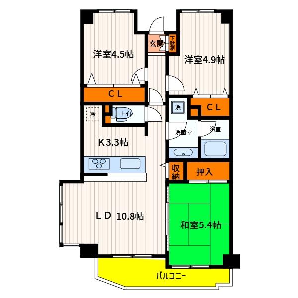 昭島市郷地町のマンションの間取り