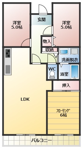 富田林市甲田のマンションの間取り