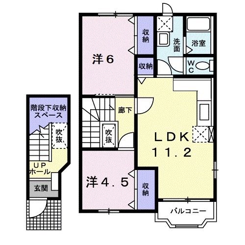 越前市横市町のアパートの間取り