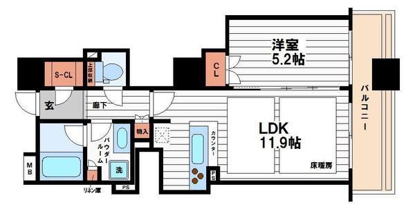 クレヴィアタワー大阪本町の間取り