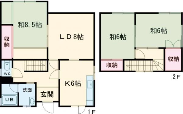 本通3丁目14番貸家の間取り写真