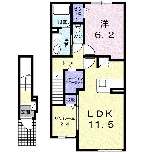 ＪＲ東北本線 船岡駅 徒歩30分 2階建 築4年の間取り写真