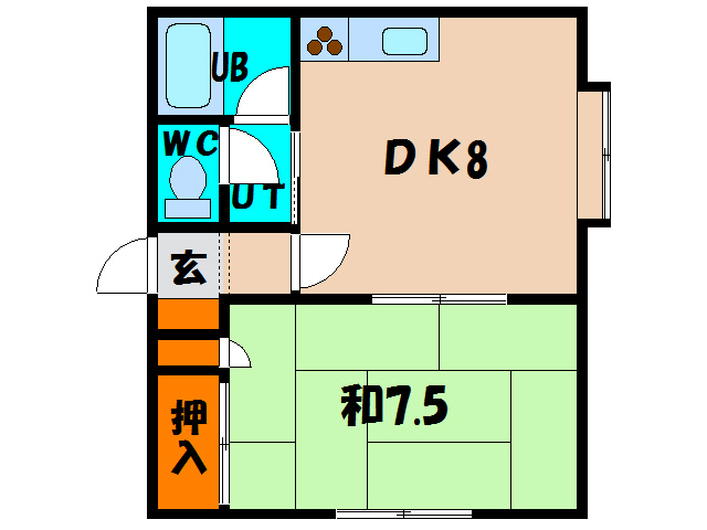 北斗市七重浜のアパートの間取り