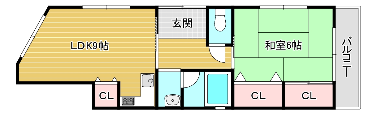 大阪市大正区南恩加島のアパートの間取り