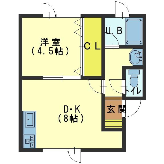 函館市大縄町のアパートの間取り